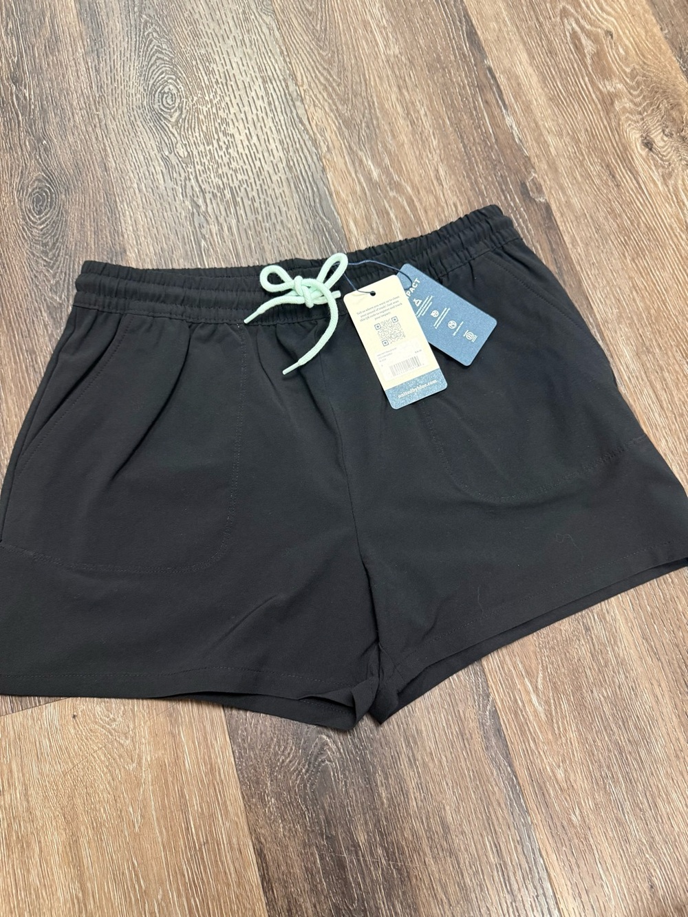 United By Blue Black Athletic Shorts with Mint Drawstring